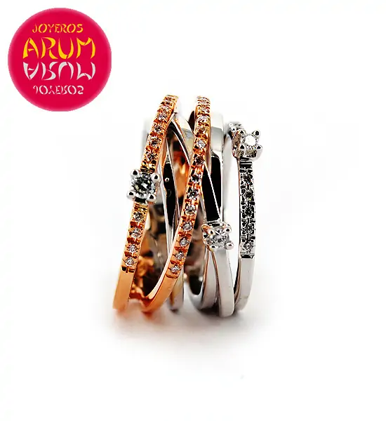 Gold Ring with Brilliants 0.24 & 0.11 qts. RAJ388