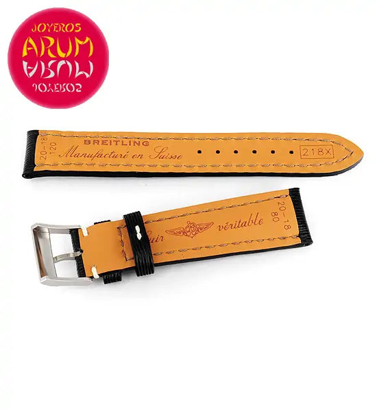 Breitling Strap Black Leather Striped 20 - 18 RAC38 "SOLD"