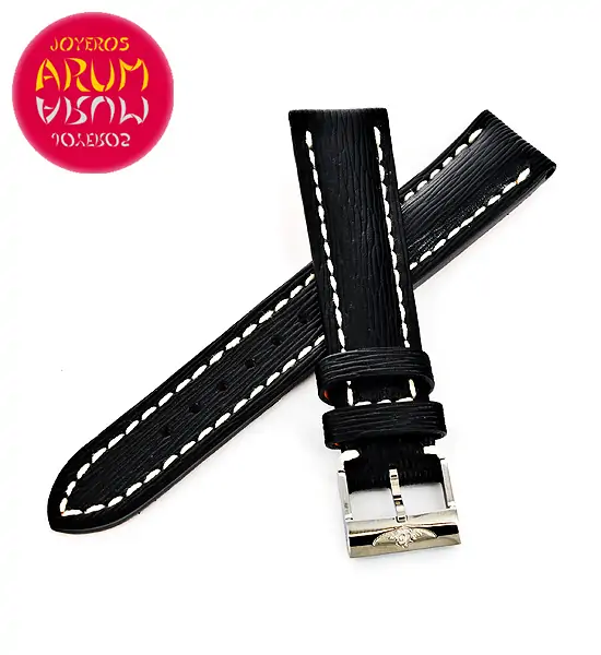 Breitling Strap Black Striped Leather 18 - 16 RAC70