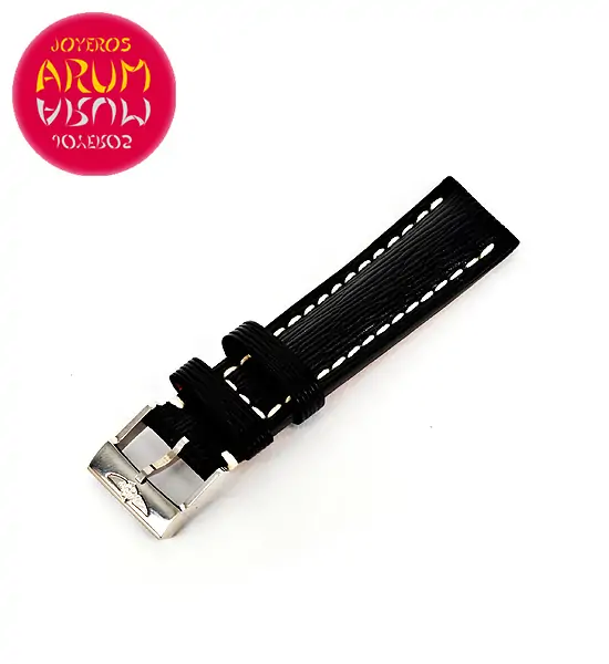 Breitling Strap Black Striped Leather 18 - 16 RAC70