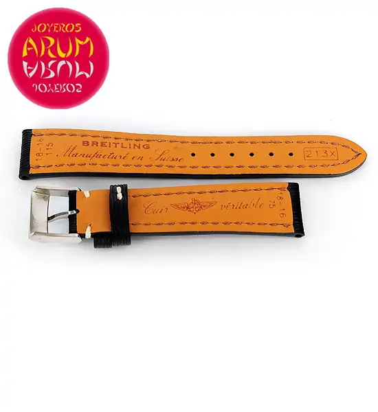 Breitling Strap Black Striped Leather 18 - 16 RAC70