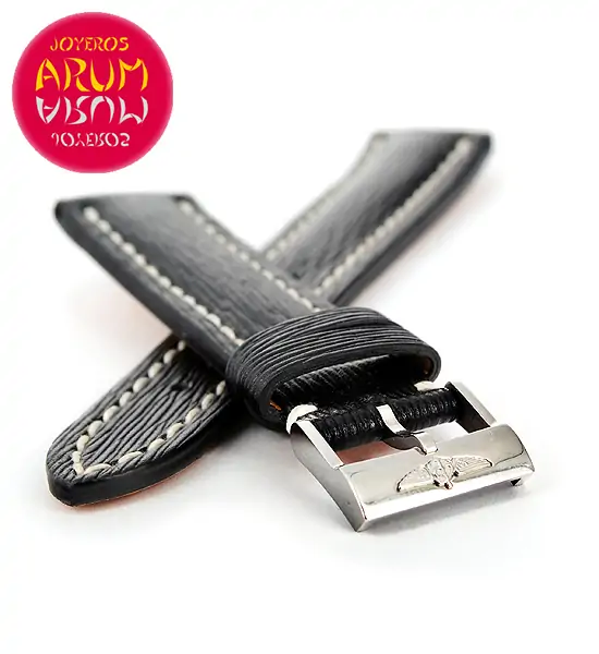 Breitling Strap Black Striped Leather 18 - 16 RAC70
