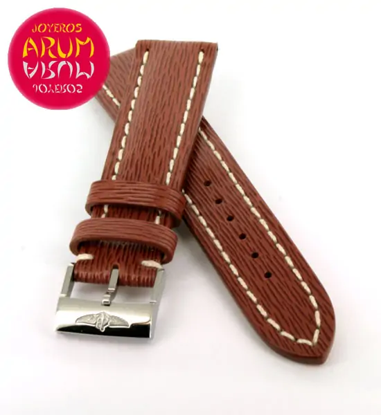 Breitling Strap Brown Striped Leather 20 - 18