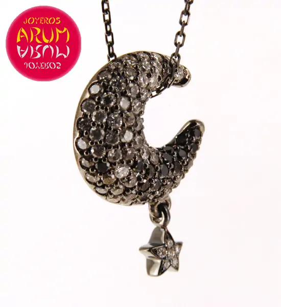 White Gold Moon Pendant with Brilliants 0.61 qts. RAJ396 White Gold Moon Pendant with Brilliants 0.61 qts. RAJ396