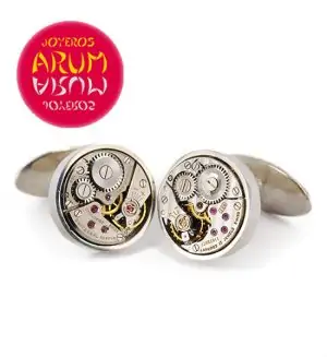 Silver Cufflinks Watch Machine RAJ336