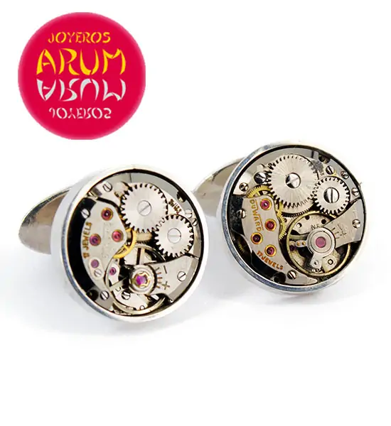 Silver Cufflinks Watch Machine RAJ337
