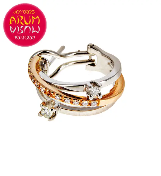 White and Rose Gold Earrings with Brilliants 0.18 RAJ393