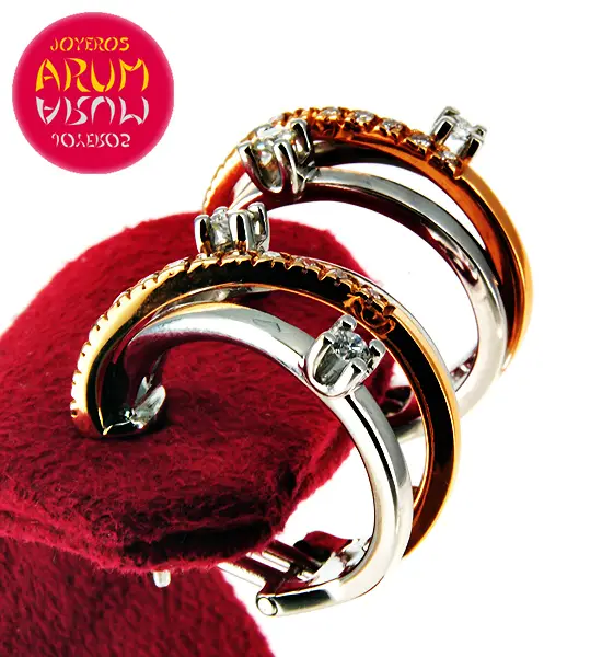 White and Rose Gold Earrings with Brilliants 0.18 RAJ393