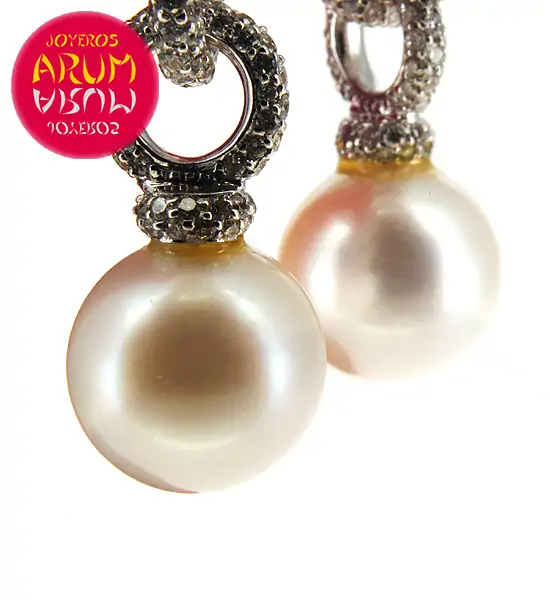 White Gold Earrings and Brilliants 3.58 cts. and Pearl RAJ401