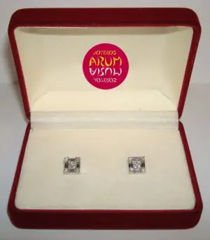 White gold earrings with bagués, princess and brilliants "SOLD"