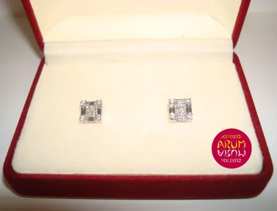 White gold earrings with bagués, princess and brilliants "SOLD"