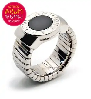 Bulgari Tubogas Ring White Gold with Onyx RAJ630 "SOLD"