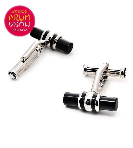 Montblanc Cufflinks Steel & Onyx RAJ669/2 "SOLD"
