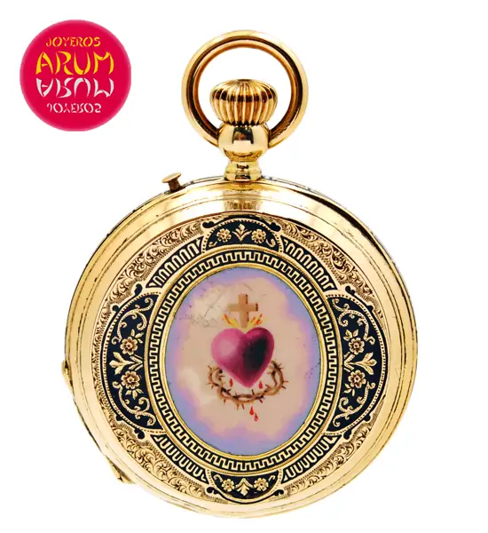 Pocket Watch Enamel 18K Gold Shop Ref. 3737/438/2 Pocket Watch Enamel 18K Gold Shop Ref. 3737/438/2