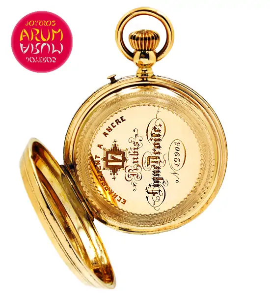 Pocket Watch Enamel 18K Gold Shop Ref. 3737/438/2 Pocket Watch Enamel 18K Gold Shop Ref. 3737/438/2