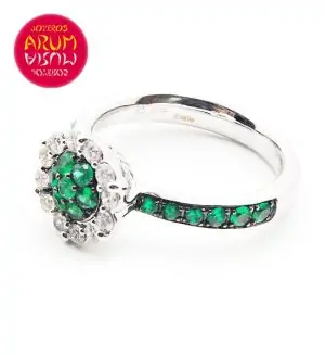 White Gold Ring with Diamonds & Emeralds RAJ797 "SOLD"