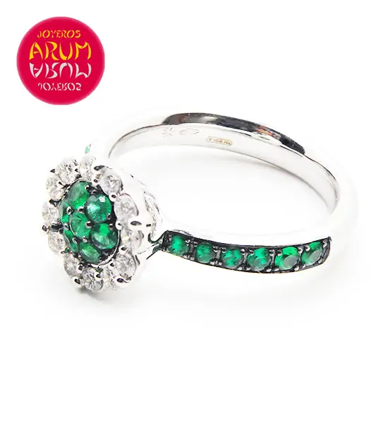 White Gold Ring with Diamonds & Emeralds RAJ797 "SOLD"