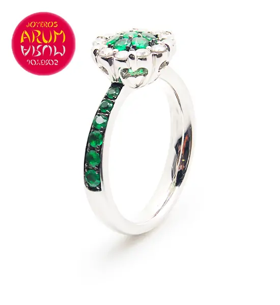 White Gold Ring with Diamonds & Emeralds RAJ797 "SOLD"