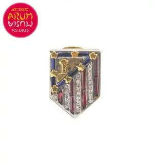 Atletico de Madrid Insignia 18K Gold Diamonds Sapphires Ruby "SO