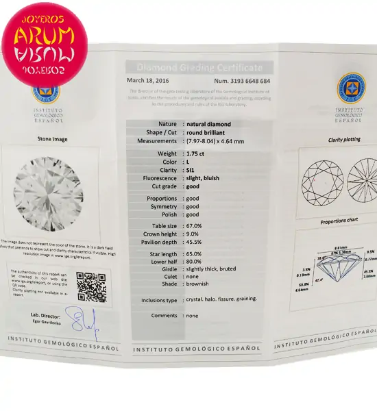 Diamond for Investment 1,75 cts. RAJ1184