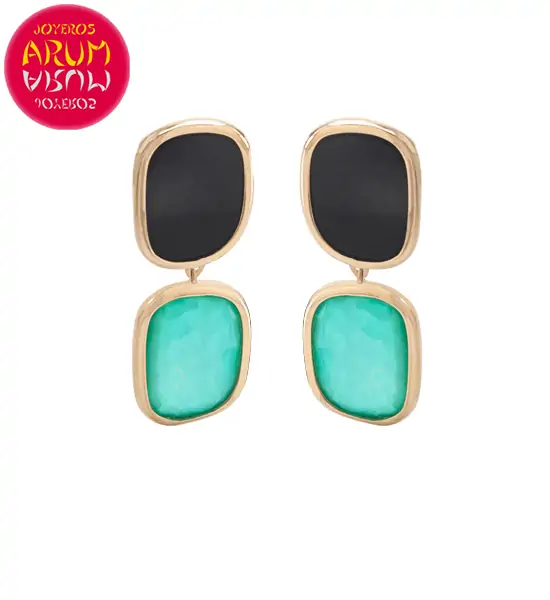 Roberto Coin Earrings 18K Gold Agate and Black Jade EA1008 Roberto Coin Earrings 18K Gold Agate and Black Jade EA1008
