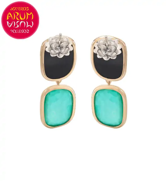 Roberto Coin Earrings 18K Gold Agate and Black Jade EA1008 Roberto Coin Earrings 18K Gold Agate and Black Jade EA1008