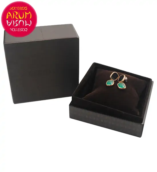 Roberto Coin Earrings 18K Gold Agate and Black Jade EA1008 Roberto Coin Earrings 18K Gold Agate and Black Jade EA1008