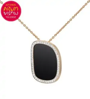 Chain and Pendant Roberto Coin Gold Diamonds Black Jade CL1230