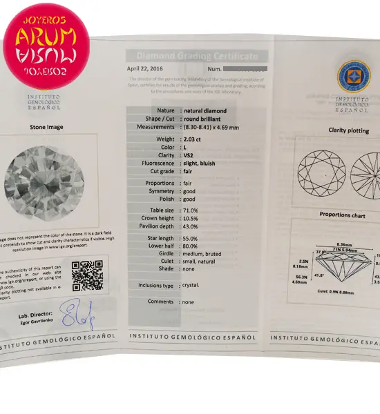 Diamond for Investment 2,03 cts. RAJ1225