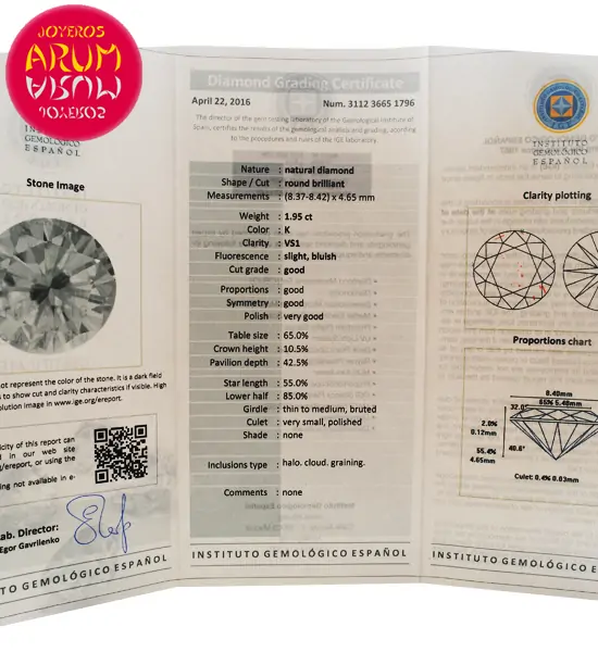 Diamond for Investment 1,95 cts. RAJ1226 "SOLD"