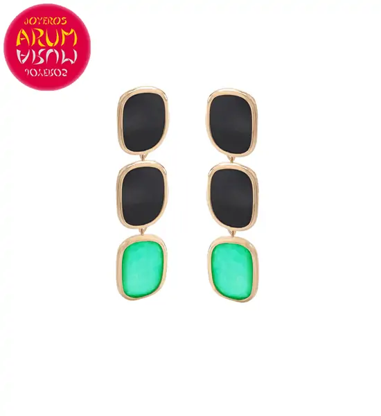 Roberto Coin Earrings 18K Gold Agate and Black Jade EA1142