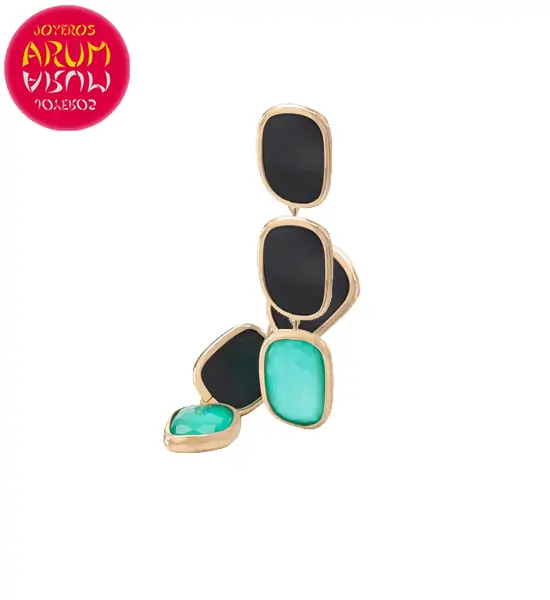 Roberto Coin Earrings 18K Gold Agate and Black Jade EA1142