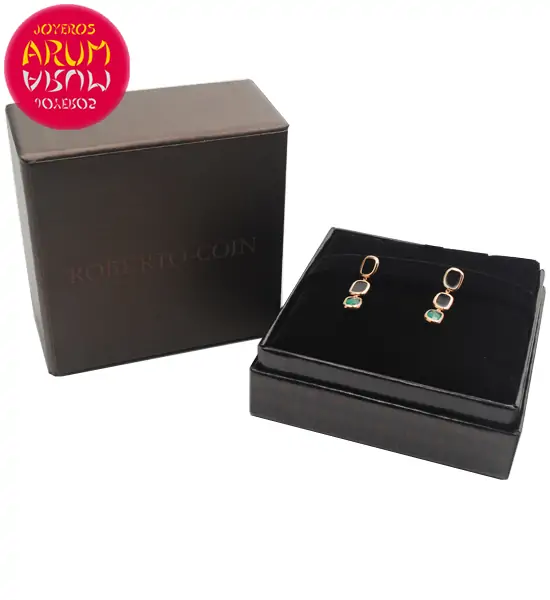 Roberto Coin Earrings 18K Gold Agate and Black Jade EA1142