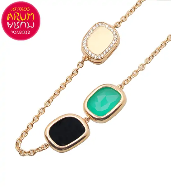 Roberto Coin Necklace Gold Diamonds Black Jade Agate CL1041