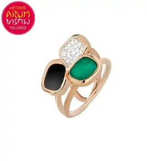 Triple Ring Roberto Coin Gold Diamond Black Jade and Agate RI114