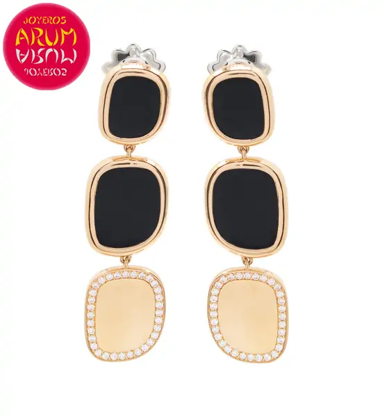 Roberto Coin Earrings Rose Gold Black Jade Diamonds EA1006