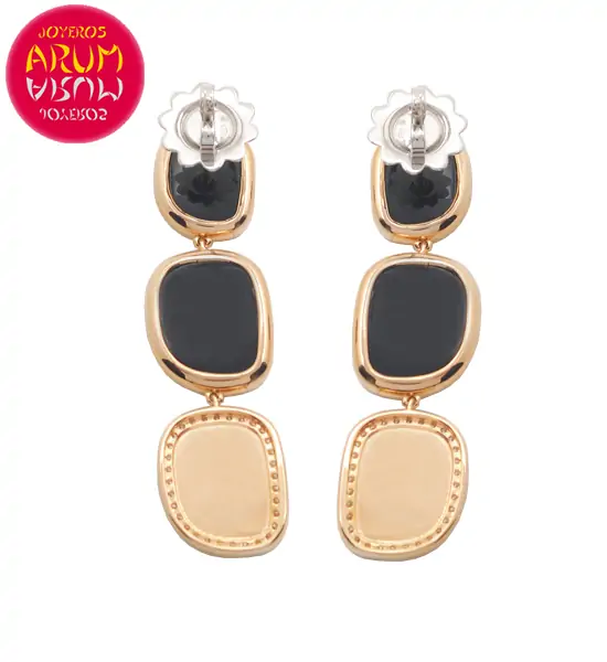 Roberto Coin Earrings Rose Gold Black Jade Diamonds EA1006