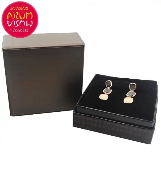 Roberto Coin Earrings Rose Gold Black Jade Diamonds EA1006