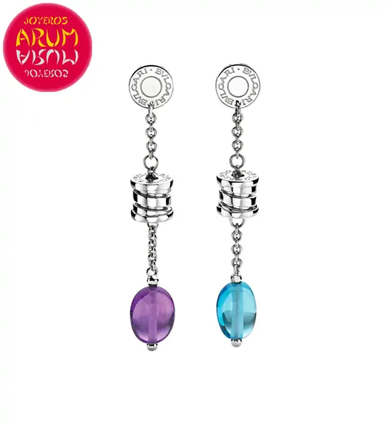 Bulgari Earrings Gold Amethyst and Topaz RAJ1244