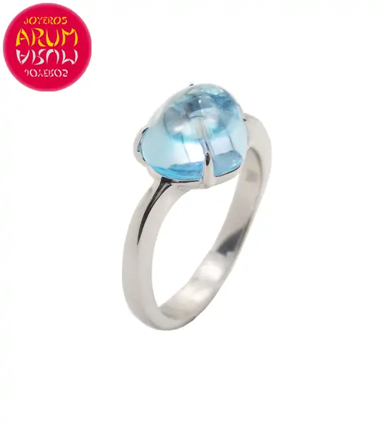 Bulgari Sassi Ring White Gold with Blue Topaz RAJ1264