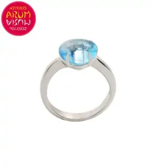 Bulgari Sassi Ring White Gold with Blue Topaz RAJ1264