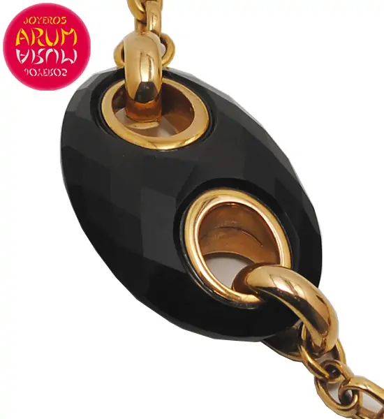 Valente Gold Necklace Diamonds Onyx and Turmaline