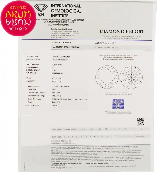 Diamond for Investment 1.51 ct. RAJ1531