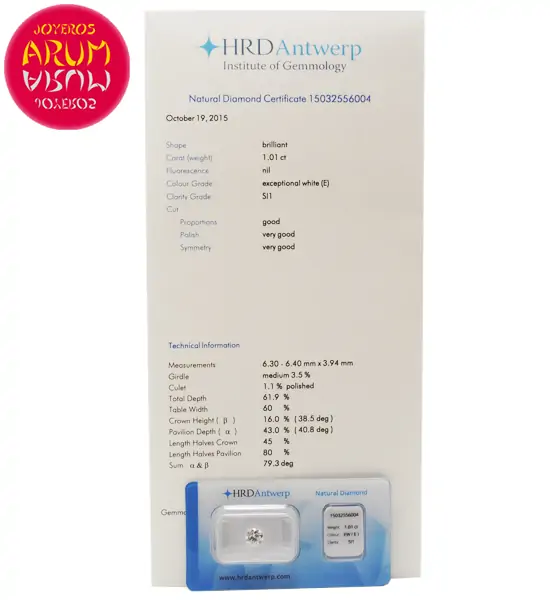 Diamond for Investment 1.01 ct. RAJ1642