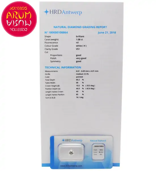 Diamond for Investment 1.08 ct. RAJ1635