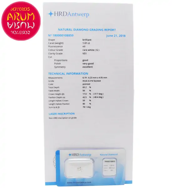 Diamond for Investment 1.01 ct. RAJ1637